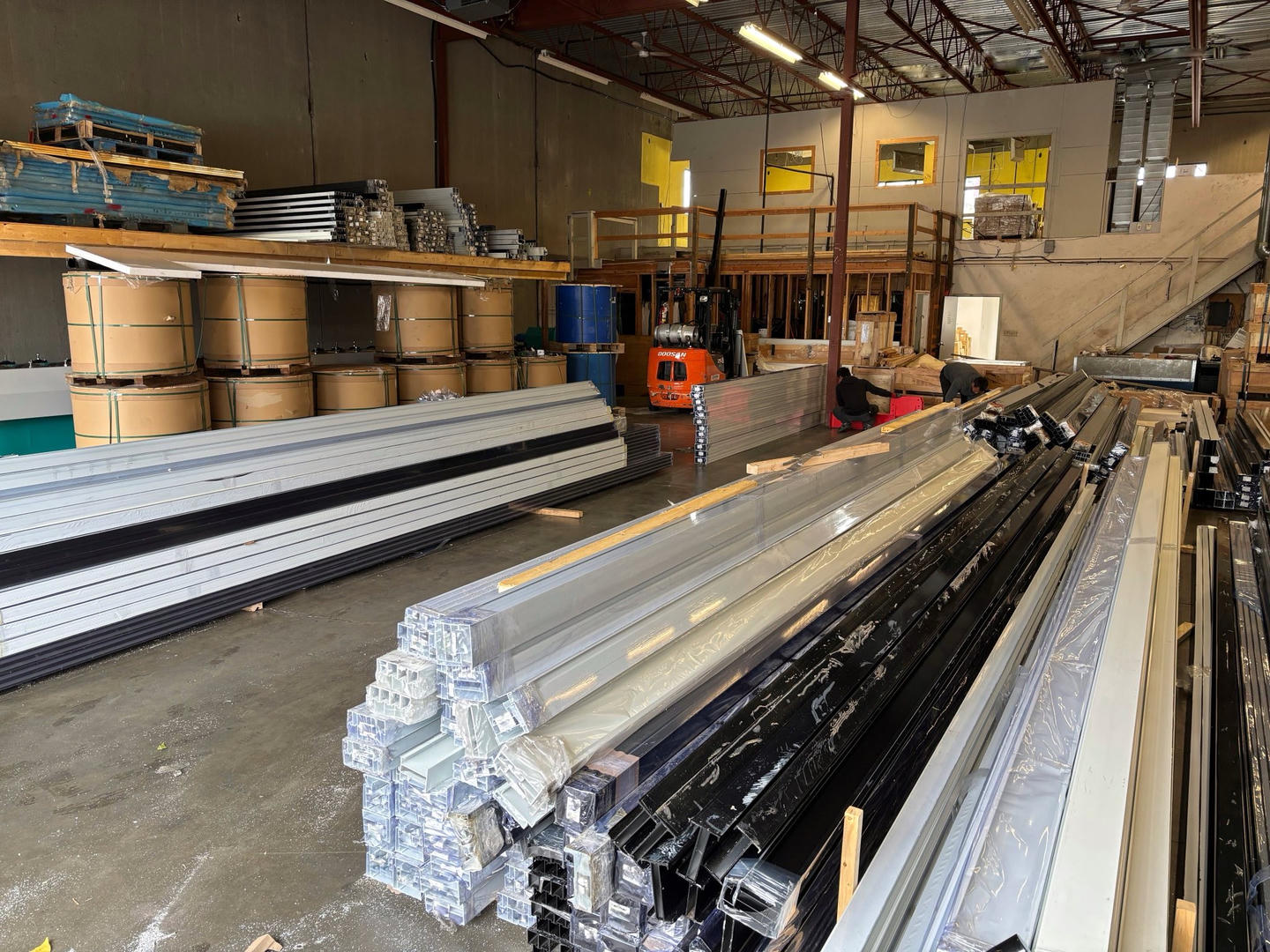 A wide shot of a full warehouse